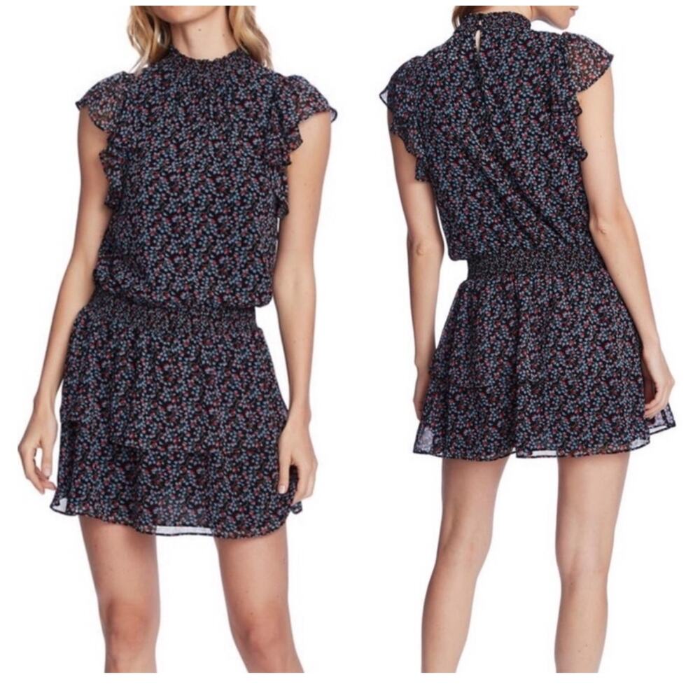 1.STATE Floral ruffle sleeve mini dress